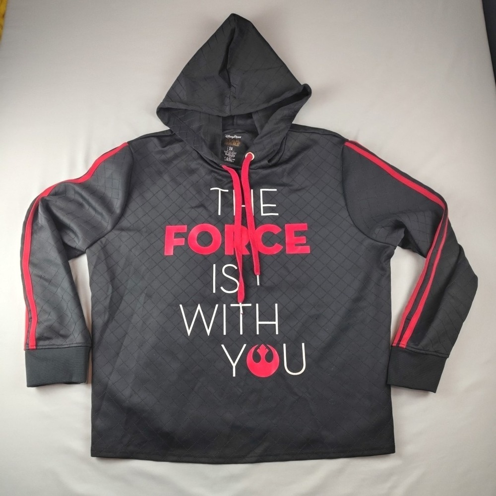 Disney Parks Star Wars Hoodie Youth 2XL Black Quilted The Force Is With You EUC
